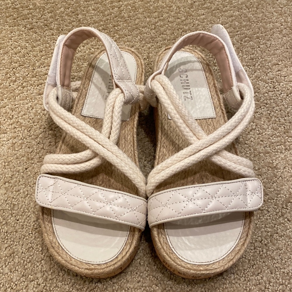 Schutz White Ivory Chanel Style Sandals